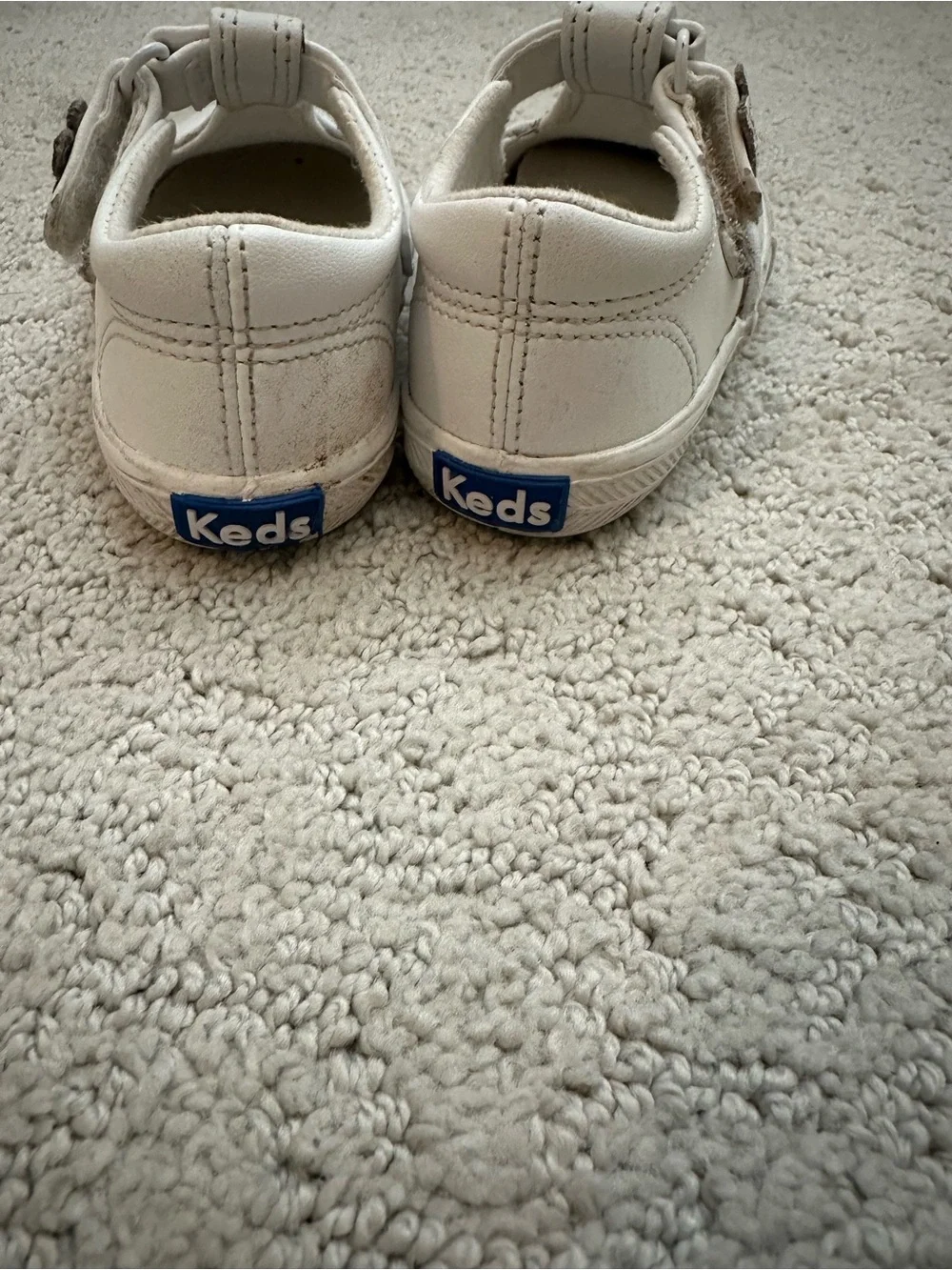 Keds White Kids Memory Foam T-Strap Shoes